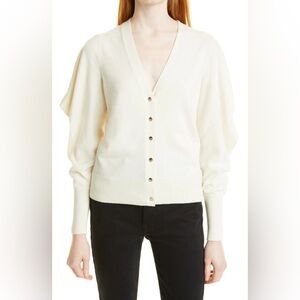 Ted Baker Natural Astryyd Draped Sleeve Cashmere Wool Blend Quiet Luxury Sweater